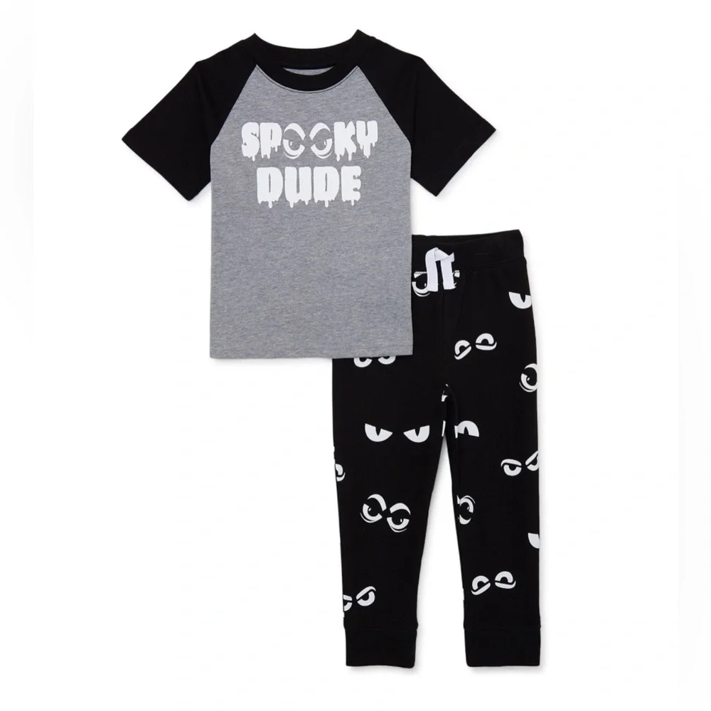 Spooky Dude 4T Short-Sleeve T-Shirt and Joggers Outfit Set, 2pc Halloween NWT